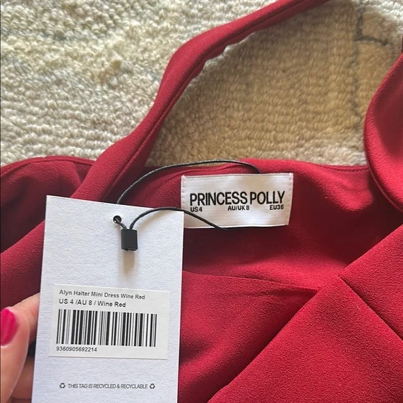 Princess Polly Alyn Halter Minu Dress Wine Red - Picture 2 of 4
